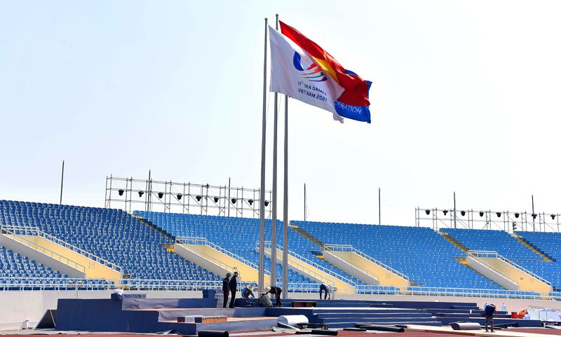 各相关单位为在美亭国家体育场举行的第31届东运会开幕仪式做出充分准备。（图片来源：越南政府新闻网）